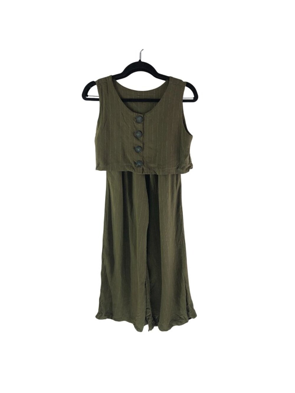 Storets Olive Green Two-Piece Set Sleeveless Crop Top & Wide-Leg Pants Size S/M